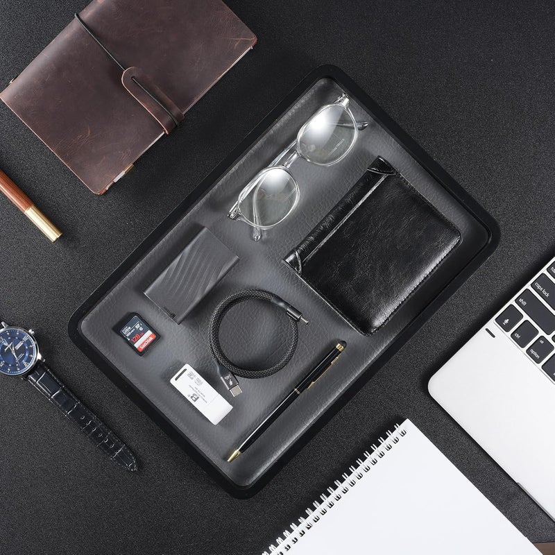 Procase Wooden Valet Tray for Men, Wood Catch-All EDC Organizer, Nightstand, Entryway Bedside Dump Holder, for Wallets, Keys, Watches, Phones, Loose Change, Trinkets -Black - Image 4